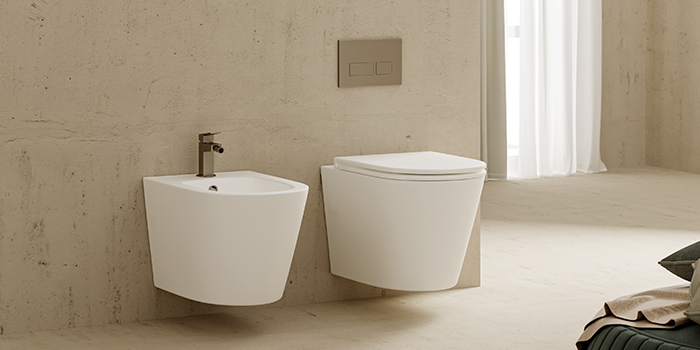 Elementi Garda Wall Hung Toilet Pan with push plate and inwall cistern